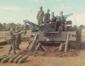 B Battery of the 6th Battalion, 14th Artillery loading "BRUTE"