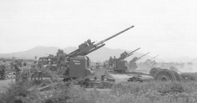 90mm guns ready to lay down a barrage